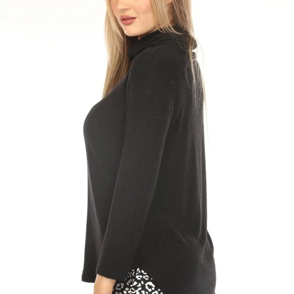 Black Turtle Neck Cozy Sweater Top - Picture 8 of 11